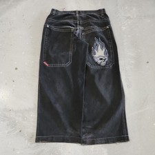 Vintage 90s Jnco Tribal Flaming Skull 36x31 34 Quad pocket Y2k Rare Skate Jeans picture