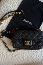 chanel urban day mini flap bag black calfskin aged gold picture