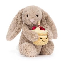 Jellycat Bashful Beige Bunny Birthday Soft Stuffed Toys Free Dust Bag picture