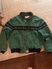 Vintage Carhartt Aztec Jacket green Faded JQ0458 Size XXL picture