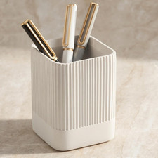 KIBAGA Aesthetic Pen Holder for Desk - Modern Concrete Pencil Holder & Cup picture