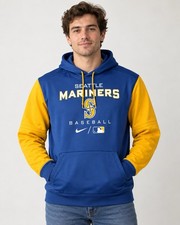 Nike Seattle Mariners MLB Therma-FIT Hoodie Men’s XXL Blue Gold Pullover picture