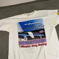 Vintage 1989 NHRA Mid-South Nationals Memphis Drag Racing T-Shirt White Large picture