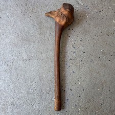 Vintage Hand Carved Burl Wood War Club Primitive Folk Art Tribal Cudgel Brown picture