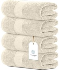 Luxury Bath Towels - Cotton Hotel Spa  27x54 4/Pk Ivory Super Absorbent 700GSM picture