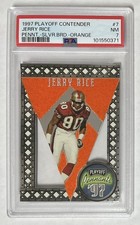 Jerry Rice 1997 Playoff Contenders Pennants Silver / Orange Felt PSA 7 - Pop 1 picture