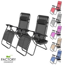 2X Zero Gravity Chairs Folding Recliner Outdoor Beach Patio Lounge w/Cup Holder picture