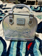 Loungefly Pokémon Deck Case Glaceon Vulpix Pikachu Silver Faux Leather Zip picture