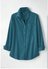 Coldwater Creek Women’s Anytime No-Iron Tunic Large Deep Lagoon picture