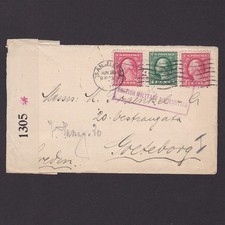 United States, Cover from Los Angeles to Sweden, Censorship, WWI picture