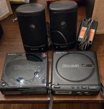 Vintage 1987 - 88 Sony D-2 & D-3 Discman CD Player Lot With Speakers *Read* picture