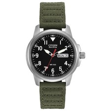 Citizen Eco-Drive Chandler Men's Calendar Black Dial Green 37mm Watch BM8180-03E picture