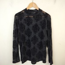 Torrid Nightfall Sheer Top 1X Velvet Skull Floral Spiderweb Goth Black picture