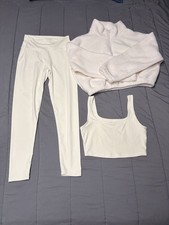 Unbranded White High Waisted Leggings Set Size M picture