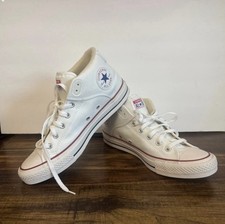 Converse Chuck Taylor All Star Men's Mid Top White Canvas Lace-Up Sneakers picture