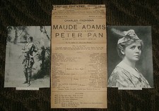 Maude Adams Peter Pan 1908 Program Empire Theatre NYC 2 Costume Postcards RARE picture