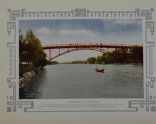 Antique Chicago Illinois Color Art Print High Bridge Lincoln park 1908 History picture