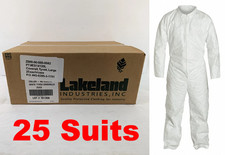 Lakeland Tyvek 400 TY120S LARGE Collared Disposable Suit Coveralls | 25 Pack New picture