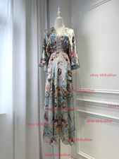 Camilla 2026 fall Summer Holiday Style Silk Print Ruffled maxi Dress blue retro picture