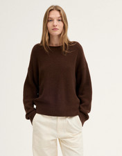 Madewell The Arden Crewneck Sweater in 100% Cotton, Dark Chestnut, New With Tags picture
