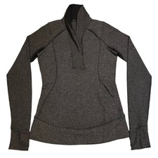 Lululemon Cowl Neck 1/4 Zip Bushed Fleece Slim Pullover Sweater Women’s 8 Gray picture