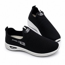 BEBE SPORT Unisex Low Top Slip-On Athletic Sneaker, Solid Black/White/Gray picture