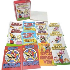 VTG Super Mario Bros Birthday Card Box Of 12 Assorted W/Envelopes Unused NEW NOS picture