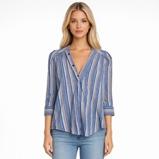 KMJ Kate Mchale Jensen Olivia 3/4 Sleeve shirt Blue Print size Large picture