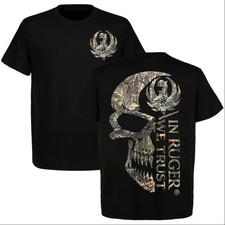Ruger Camo Skull Tshirt Ruger Firearms Front And Back Print Shirt picture