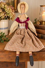 Annie Beez Folk Art Handmade Cloth Girl Doll Signed by Annie Belcher 2001 picture