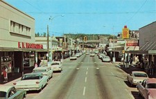 Downtown Main Street Stores Classic Cars Vintage Postcard picture