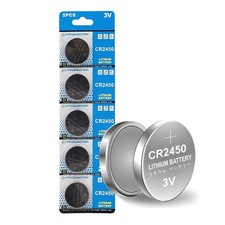 5 PACK Super Fresh Long CR2450 ECR 2450 3v LITHIUM Coin Cell Battery Exp. 2029 picture