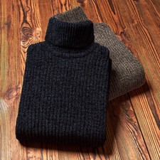 Autumn/Winter Sweater Slim Turtleneck Solid Color Pullover Men's Knitted picture