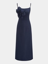 NWT Commense Cotton-Linen Sleeveless Bow Navy  Dress, Small picture