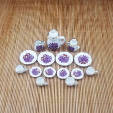 15PC 1:12 Scale Dollhouse Miniatures Tea Set Cup Teapot Plates Porcelain Decor picture