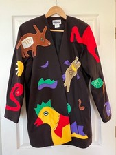 VTG Girasol Women's  Folk Art Applique  Jacket  100% Cotton L-XL picture