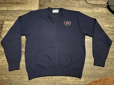 Vintage America’s Marathon Chicago V-Neck wool NAVY sweater Size XL Made in USA picture