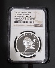 1776 (2015 Restrike) Libertas Americana - Monnaie De Paris - NGC PF69 1oz Silver picture