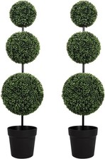 3FT UV-Resistant Artificial Triple Ball Boxwood Topiary All-Weather Decor Garden picture