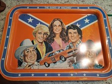 Vintage Dukes of Hazzard Metal TV Dinner Tray With Folding Legs General Lee 1981 picture