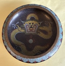 Vintage Chinese Cloisonne Dragon Bowl 5.5” Paintbrush Bowl picture