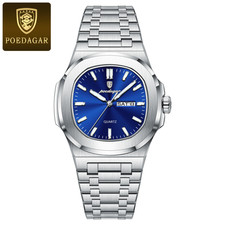 Men’s Luxury Square Watch Waterproof Luminous Date Day Display Stainless Steel picture