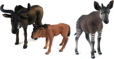 African Jungle Animals Toy Wildebeest Figure & Male Okapi Toy picture