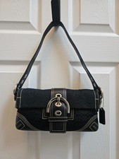 Coach Soho Mini Black Vintage Signature Buckle Flap Shoulder Bag Y2K 2000s  picture
