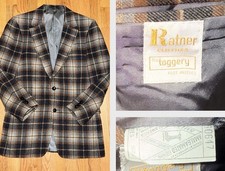 Vintage 60s Ratner Plaid Wool Blazer Sport Coat 38R Mod Academic ACWA Union Made picture