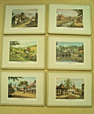 Vintage Pimpernel English Villages Placemats ~ Set of 6 Cork Backed ~ 12
