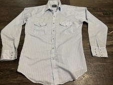 Vintage DeeCee Rangers Western Shirt Mens Medium blue Long Sleeve Pearl Snap picture