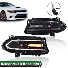 Fit For Dodge Charger 2015-2023 Halogen LED DRL Projector Headlights Lamps Pair picture