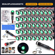 50PCS 8mm Green LED Metal Indicator Light 110V 120V 125V Waterproof IP67 picture