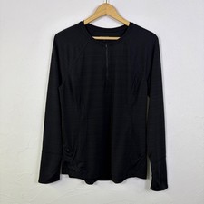 Athleta Pacifica Illume UPF Fitted Top Pullover Women Large Black Long Sleeve picture
